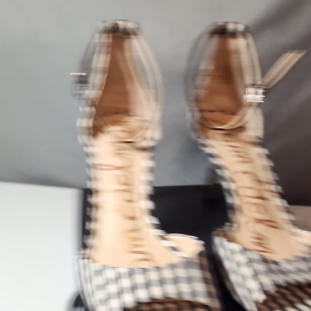 Sam Edelman Gingham Heeled Sandals - Picture 6 of 8